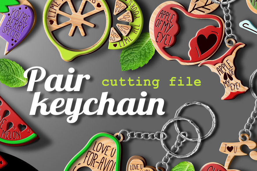 Intra απο ξύλο plywood 3mm-4mm πάχος – Ζευγάρι μπρελόκ φρούτων | Αστεία φρούτα Δίασταση  5x5 cm INTRAFABR-68200898