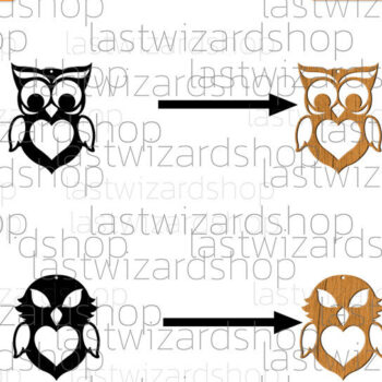 Intra απο ξύλο plywood 3mm-4mm πάχος – Σκουλαρίκια κουκουβάγιας, Σκουλαρίκια ζώων Δίασταση  5x5 cm INTRAFABR-25328556 - Image 4