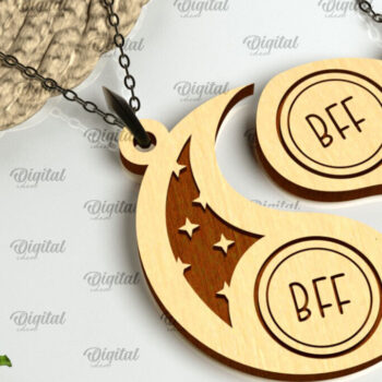 Intra απο ξύλο plywood 3mm-4mm πάχος – Ζευγάρι κρεμαστό κόψιμο με λέιζερ. Ξύλινο μενταγιόν Δίασταση  20x20 cm INTRAFABR-98654518 - Image 1