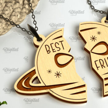 Intra απο ξύλο plywood 3mm-4mm πάχος – Ζευγάρι κρεμαστό κόψιμο με λέιζερ. Ξύλινο μενταγιόν Δίασταση 20x20 cm INTRAFABR-98654434 - Image 1