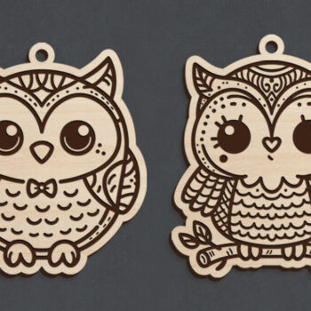 Intra απο ξύλο plywood 3mm-4mm πάχος – Σετ μπρελόκ κουκουβάγιας κοπής με λέιζερ | DXF | Δίασταση  5x5 cm INTRAFABR-120863098 - Image 2