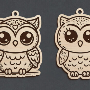 Intra απο ξύλο plywood 3mm-4mm πάχος – Σετ μπρελόκ κουκουβάγιας κοπής με λέιζερ | DXF | Δίασταση  5x5 cm INTRAFABR-120863098 - Image 4