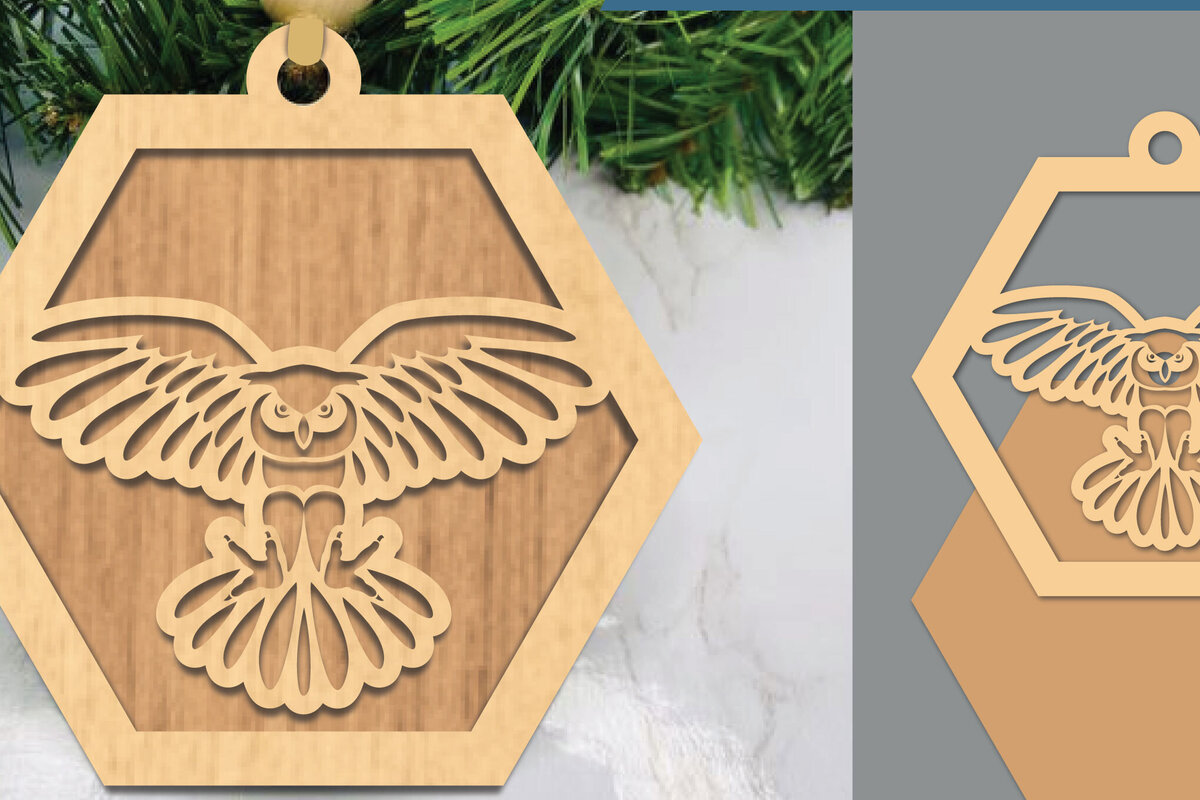 Intra απο ξύλο plywood 3mm-4mm πάχος – Στολίδι με κομμένα λέιζερ κουκουβάγιας Δίασταση  20x20 cm INTRAFABR-105419472