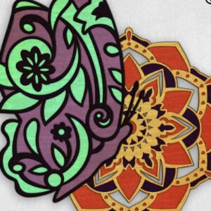 Intra απο ξύλο plywood 3mm-4mm πάχος – Paisley Butterfly and Mandala 3D Art Δίασταση 20x20 cm INTRAFABR-95897442