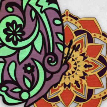 Intra απο ξύλο plywood 3mm-4mm πάχος – Paisley Butterfly and Mandala 3D Art Δίασταση 20x20 cm INTRAFABR-95897442 - Image 2
