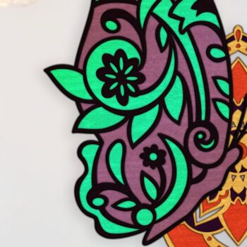 Intra απο ξύλο plywood 3mm-4mm πάχος – Paisley Butterfly and Mandala 3D Art Δίασταση 20x20 cm INTRAFABR-95897442 - Image 4