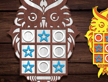 Intra απο ξύλο plywood 3mm-4mm πάχος – Owl Tic Tac Toe Board Game Δίασταση  20x20 cm INTRAFABR-91744446 - Image 1