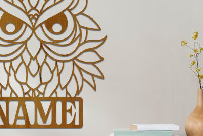 Intra απο ξύλο plywood 3mm-4mm πάχος – Κουκουβάγια με λέιζερ κοπής ξύλινη πινακίδα ονόματος Δίασταση  20x20 cm INTRAFABR-74932968