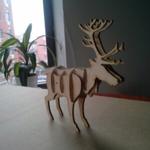 Intra απο ξύλο plywood 3mm-4mm πάχος - Τάρανδος 3D παζλ Δίασταση 30x30 cm Intraeaxys-qom65mp1