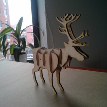 Intra απο ξύλο plywood 3mm-4mm πάχος - Τάρανδος 3D παζλ Δίασταση 30x30 cm Intraeaxys-qom65mp1 - Image 1