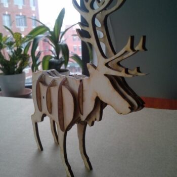 Intra απο ξύλο plywood 3mm-4mm πάχος - Τάρανδος 3D παζλ Δίασταση 30x30 cm Intraeaxys-qom65mp1 - Image 3