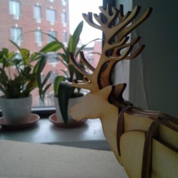 Intra απο ξύλο plywood 3mm-4mm πάχος - Τάρανδος 3D παζλ Δίασταση 30x30 cm Intraeaxys-qom65mp1 - Image 6