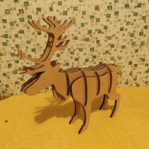 Intra απο ξύλο plywood 3mm-4mm πάχος - Χριστουγεννιάτικος Τάρανδος 3D Δίασταση 30x30 cm Intraeaxys-e1g53kmo