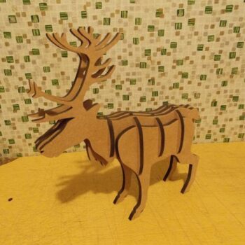 Intra απο ξύλο plywood 3mm-4mm πάχος - Χριστουγεννιάτικος Τάρανδος 3D Δίασταση 30x30 cm Intraeaxys-e1g53kmo - Image 1