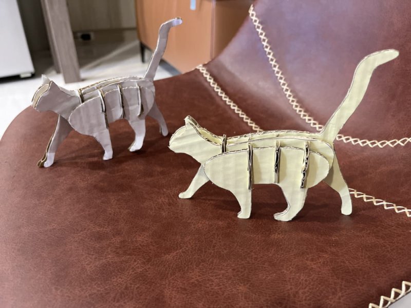 Intra απο ξύλο plywood 3mm-4mm πάχος - Μοντέλο 3D Cardboard Cat Δίασταση 30x30 cm Intraeaxys-ro6dqdq7