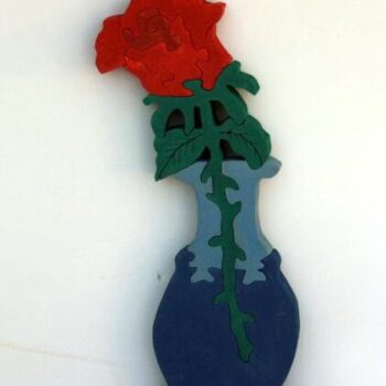 Intra απο ξύλο plywood 3mm-4mm πάχος - Βάζο με ξύλινα τριαντάφυλλα Διακόσμηση δωματίου με παζλ Δίασταση 30x30 cm Intraeaxys-eo2060l7 - Image 1