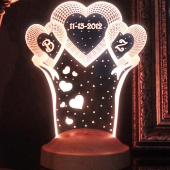 Intra απο ξύλο plywood 3mm-4mm πάχος - Εξατομικευμένη 3D επετειακή λάμπα LED Δίασταση 30x30 cm Intraeaxys-51rr92v1 - Image 1