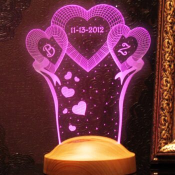 Intra απο ξύλο plywood 3mm-4mm πάχος - Δώρο γάμου επετείου για το τρισδιάστατο φωτιστικό της ψευδαίσθησης Δίασταση 30x30 cm Intraeaxys-eo205zm7 - Image 1