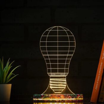 Intra απο ξύλο plywood 3mm-4mm πάχος - Λαμπτήρας Οπτικής Ψευδαίσθησης 3D σε σχήμα λαμπτήρα Δίασταση 30x30 cm Intraeaxys-joednjn1 - Image 1