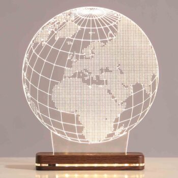 Intra απο ξύλο plywood 3mm-4mm πάχος - Globe 3D Illusion Night Lamp Δίασταση 30x30 cm Intraeaxys-078y2gno - Image 1