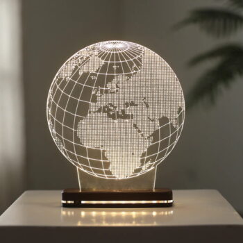 Intra απο ξύλο plywood 3mm-4mm πάχος - Globe 3D Illusion Night Lamp Δίασταση 30x30 cm Intraeaxys-078y2gno - Image 3