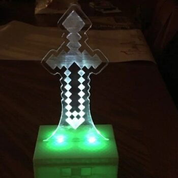 Intra απο ξύλο plywood 3mm-4mm πάχος - Minecraft Diamond Sword Ακρυλικό Νυχτερινό Φως Δίασταση 20x20 cm Intraeaxys-ro6dyqq7 - Image 1