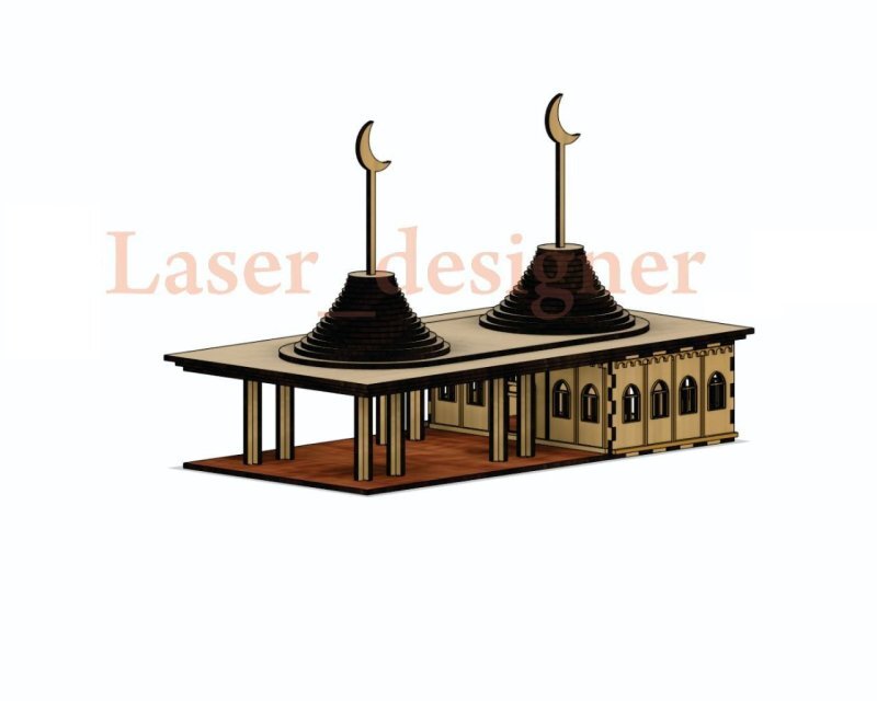 Intra απο ξύλο plywood 3mm-4mm πάχος - Τζαμί 3D Ξύλινο μοντέλο Δίασταση 30x30 cm Intraeaxys-qomez9k7