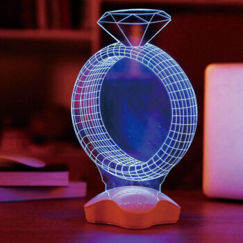 Intra απο ξύλο plywood 3mm-4mm πάχος - Διαμαντένιο δαχτυλίδι 3D Illusion φωτιστικό Δίασταση 30x30 cm Intraeaxys-qommx08o - Image 3