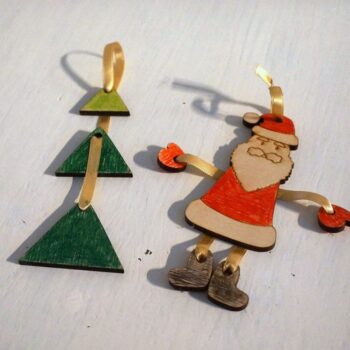 Intra απο ξύλο plywood 3mm-4mm πάχος - Παγετός Άγιος Βασίλης και χριστουγεννιάτικο δέντρο Δίασταση 30x30 cm Intraeaxys-joed9091 - Image 1