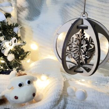 Intra απο ξύλο plywood 3mm-4mm πάχος - Τρισδιάστατο Ξύλινο Χριστουγεννιάτικο Δέντρο Στολίδι Μπάλας Χιονιού 3mm Δίασταση 10x10 cm Intraeaxys-eo20pel7 - Image 3