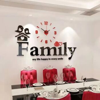 Intra απο ξύλο plywood 3mm-4mm πάχος - Family Big 3D Diy αυτοκόλλητο Ακρυλικό δημιουργικό ρολόι τοίχου Δίασταση 20x20 cm Intraeaxys-ro66d33o - Image 3