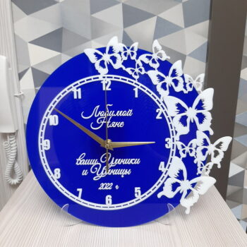 Intra απο ξύλο plywood 3mm-4mm πάχος - Επιτραπέζιο ρολόι πεταλούδα Δίασταση 20x20 cm Intraeaxys-6o3yr3q7 - Image 3