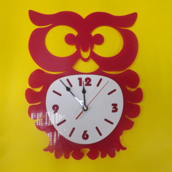 Intra απο ξύλο plywood 3mm-4mm πάχος - Ακρυλικό ρολόι τοίχου κουκουβάγια Δίασταση 20x20 cm Intraeaxys-51rrewd1 - Image 1