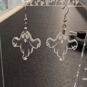 Intra απο ξύλο plywood 3mm-4mm πάχος - Σκουλαρίκια Little Ghost Δίασταση 3x3 cm Intraeaxys-51r8rnr7