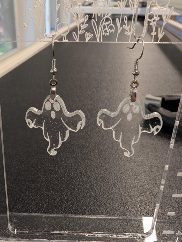 Intra απο ξύλο plywood 3mm-4mm πάχος - Σκουλαρίκια Little Ghost Δίασταση 3x3 cm Intraeaxys-51r8rnr7