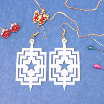 Intra απο ξύλο plywood 3mm-4mm πάχος - Ακρυλικά γεωμετρικά σκουλαρίκια Δίασταση 3x3 cm Intraeaxys-lopq0x37 - Image 2