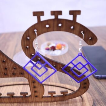 Intra απο ξύλο plywood 3mm-4mm πάχος - Μοντέρνα τετράγωνα σκουλαρίκια Δίασταση 3x3 cm Intraeaxys-voq2nedo - Image 8