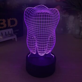 Intra απο ξύλο plywood 3mm-4mm πάχος - Φωτιστικό νυχτερινής λυχνίας Led 3D Illusion Shape Tooth Δίασταση 20x20 cm Intraeaxys-075yegko - Image 3