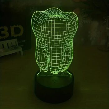 Intra απο ξύλο plywood 3mm-4mm πάχος - Φωτιστικό νυχτερινής λυχνίας Led 3D Illusion Shape Tooth Δίασταση 20x20 cm Intraeaxys-075yegko - Image 4