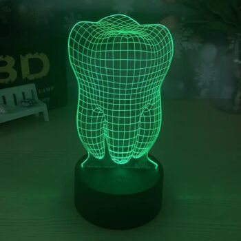 Intra απο ξύλο plywood 3mm-4mm πάχος - Φωτιστικό νυχτερινής λυχνίας Led 3D Illusion Shape Tooth Δίασταση 20x20 cm Intraeaxys-075yegko - Image 5