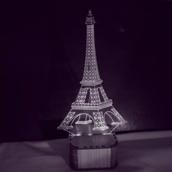 Intra απο ξύλο plywood 3mm-4mm πάχος - Πύργος του Άιφελ Nightlight 3D Illusion Lamp Δίασταση 20x20 cm Intraeaxys-voq2nqeo - Image 8