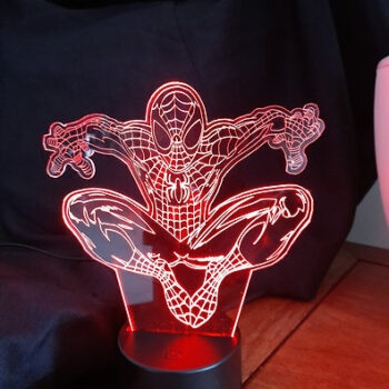 Intra απο ξύλο plywood 3mm-4mm πάχος - Spiderman 3D Illusion Lamp Δίασταση 20x20 cm Intraeaxys-m1d6zne7 - Image 3
