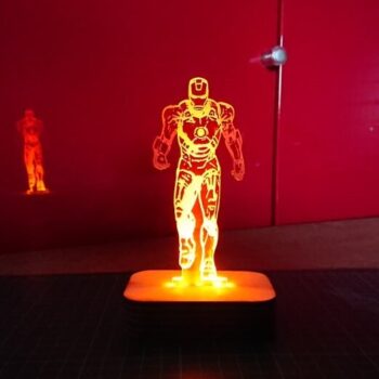 Intra απο ξύλο plywood 3mm-4mm πάχος - Iron Man ακρυλικό 3D LED φωτιστικό νύχτας Δίασταση 20x20 cm Intraeaxys-91jdj081 - Image 1