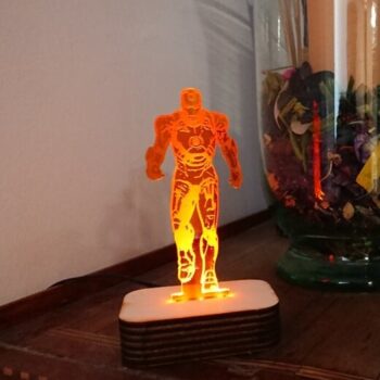 Intra απο ξύλο plywood 3mm-4mm πάχος - Iron Man ακρυλικό 3D LED φωτιστικό νύχτας Δίασταση 20x20 cm Intraeaxys-91jdj081 - Image 3