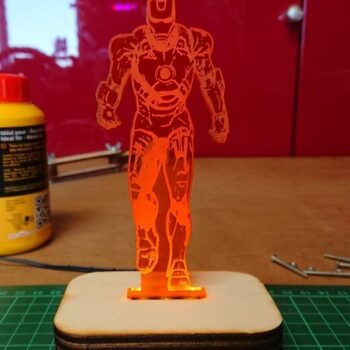 Intra απο ξύλο plywood 3mm-4mm πάχος - Iron Man ακρυλικό 3D LED φωτιστικό νύχτας Δίασταση 20x20 cm Intraeaxys-91jdj081 - Image 4