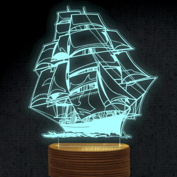 Intra απο ξύλο plywood 3mm-4mm πάχος - Τρισδιάστατο νυχτερινό φως ιστιοφόρου Δίασταση 20x20 cm Intraeaxys-eoxlrwjo - Image 3