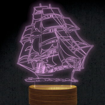 Intra απο ξύλο plywood 3mm-4mm πάχος - Τρισδιάστατο νυχτερινό φως ιστιοφόρου Δίασταση 20x20 cm Intraeaxys-eoxlrwjo - Image 4