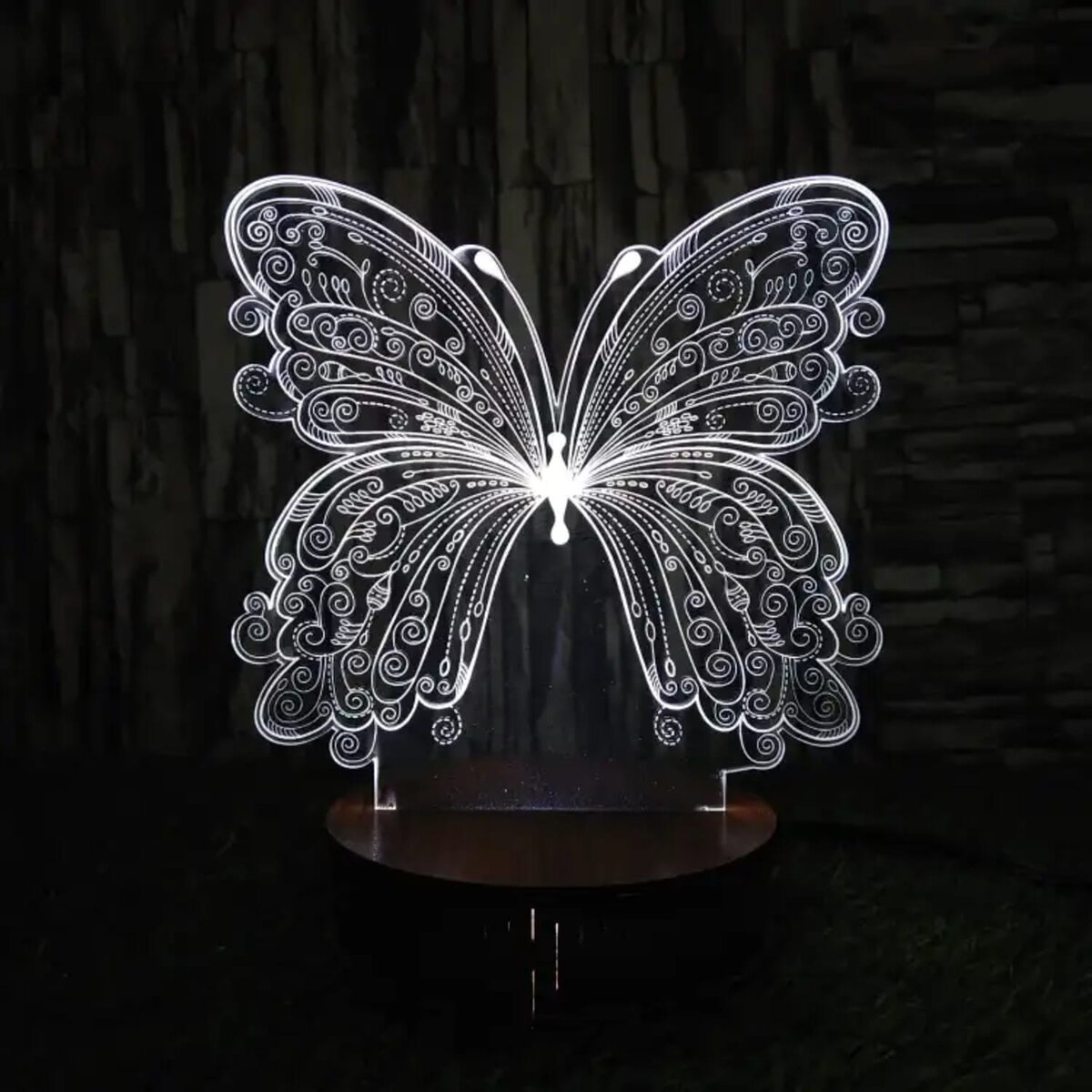 Intra απο ξύλο plywood 3mm-4mm πάχος - Butterfly 3D Optical Illusion Night Lamp Δίασταση 20x20 cm Intraeaxys-eo4q6gd7