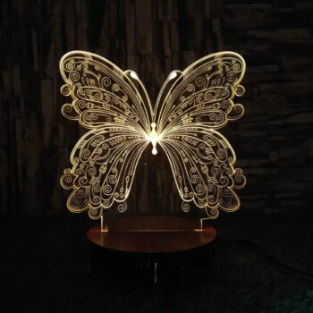 Intra απο ξύλο plywood 3mm-4mm πάχος - Butterfly 3D Optical Illusion Night Lamp Δίασταση 20x20 cm Intraeaxys-eo4q6gd7 - Image 3