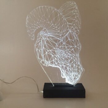 Intra απο ξύλο plywood 3mm-4mm πάχος - Ram Head 3D Optical Illusion Night Lamp Δίασταση 20x20 cm Intraeaxys-e1gky2do - Image 1